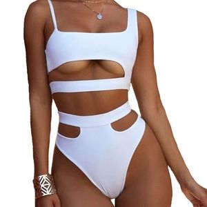 New White Sexy Swimsuit Cutouts One Shoulder 953 Women's Size M